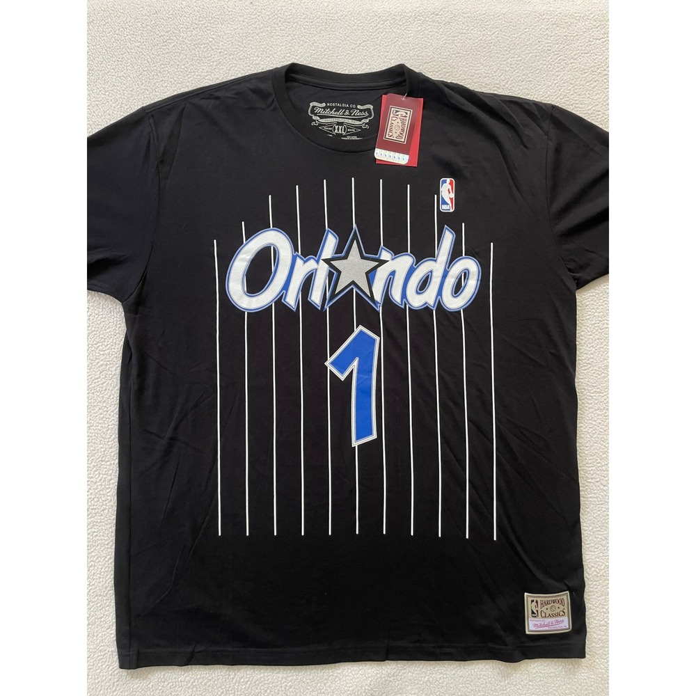 Mitchell & Ness Mens XXL T-Shirt Black Orlando Magic Penny Hardaway Pinstripe